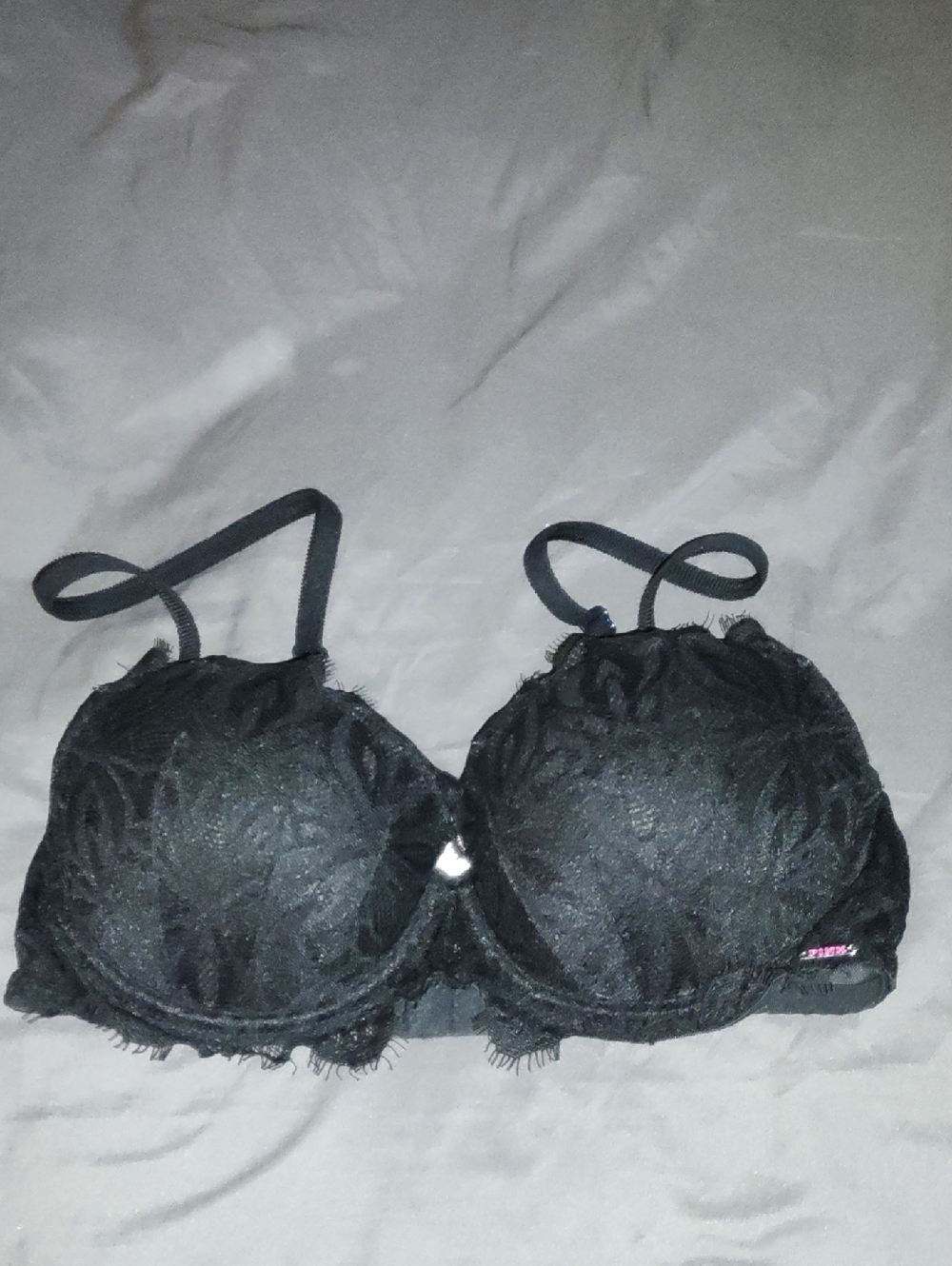 PINK Victoria's Secret Black Lace Push-Up Bra